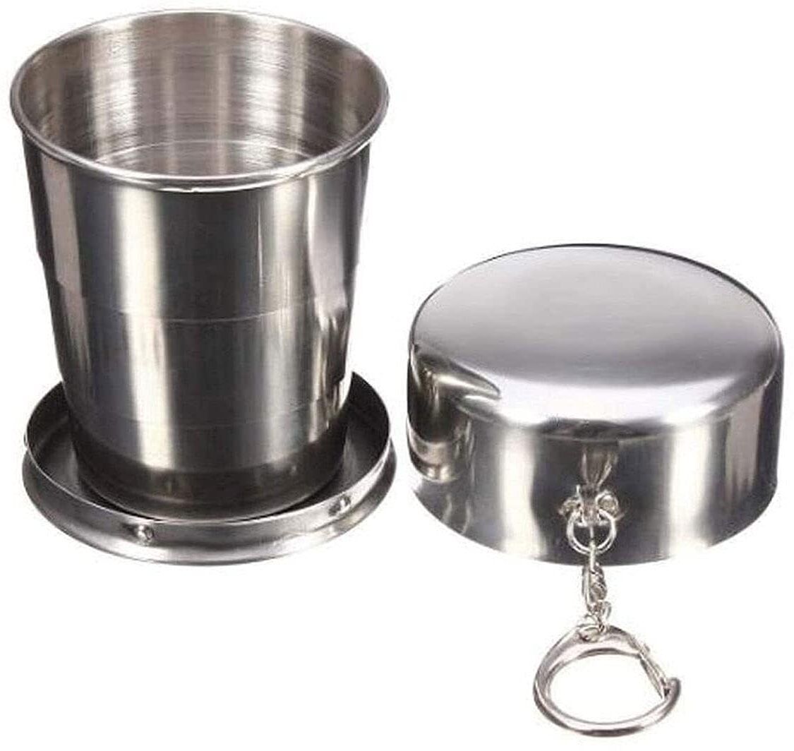 pivot Stainless Steel Folding Cup with Lid Expandable Portable | Travel Camping Water Glass Water/Juice Glass-picture-16