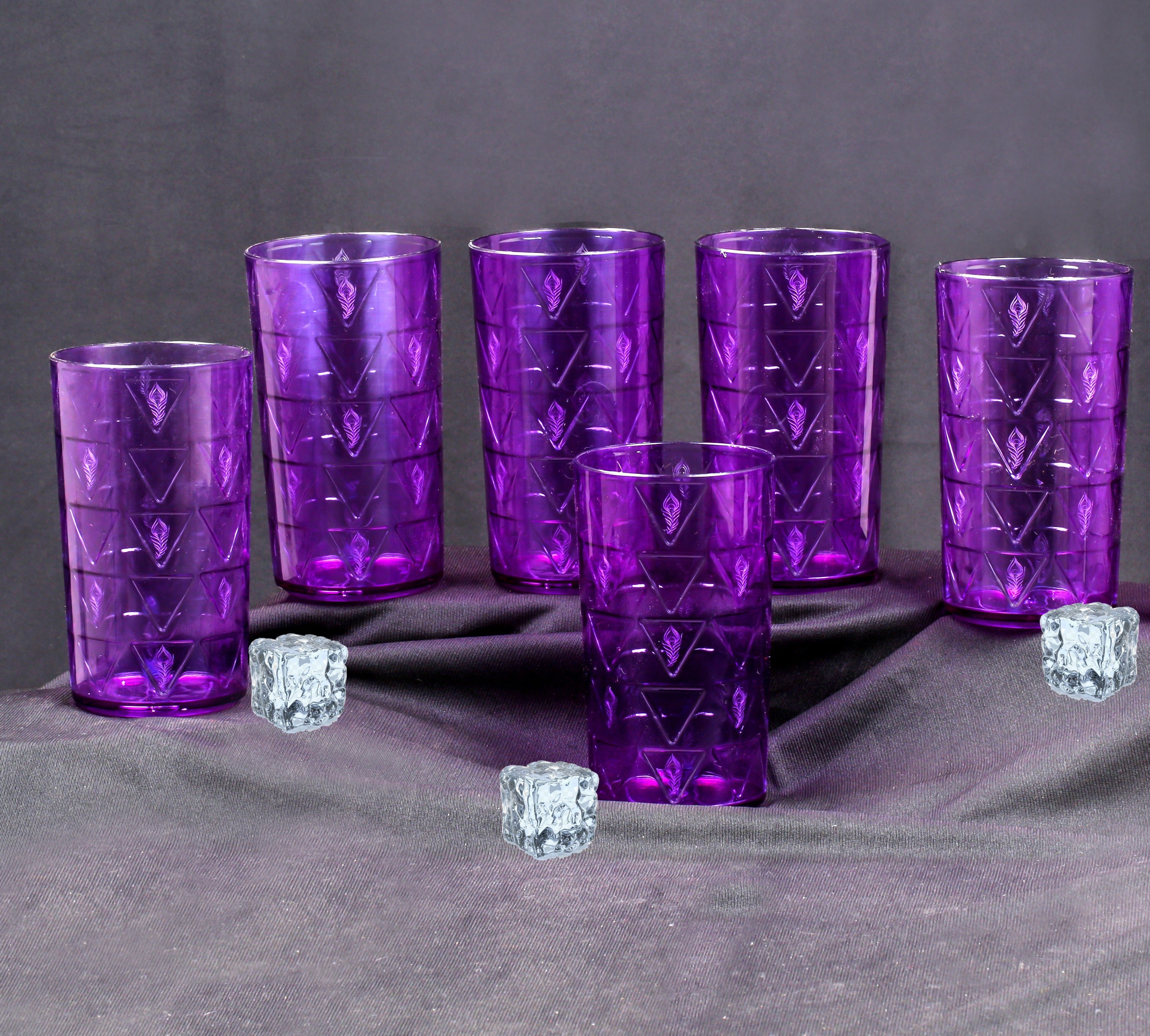 (Pack of 6) Prism With Feather Designe Shape Water Glasses Juice Glass Set For Kitchen Glass Set Water/Juice Glass-image-9