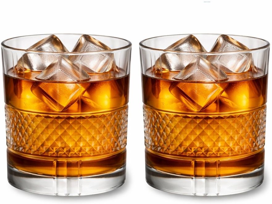 (Pack of 2) Premium Crystal Old Fashioned Whiskey Glasses Set of 2 Bar Glass for Drinking-pc Glass Set Whisky Glass-image-26