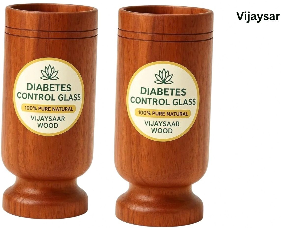 (Pack of 2) Vijaysar Wood Tumbler | Advanced Vijaysar Glass Herbal Support Range for Glass Water/Juice Glass-image-8