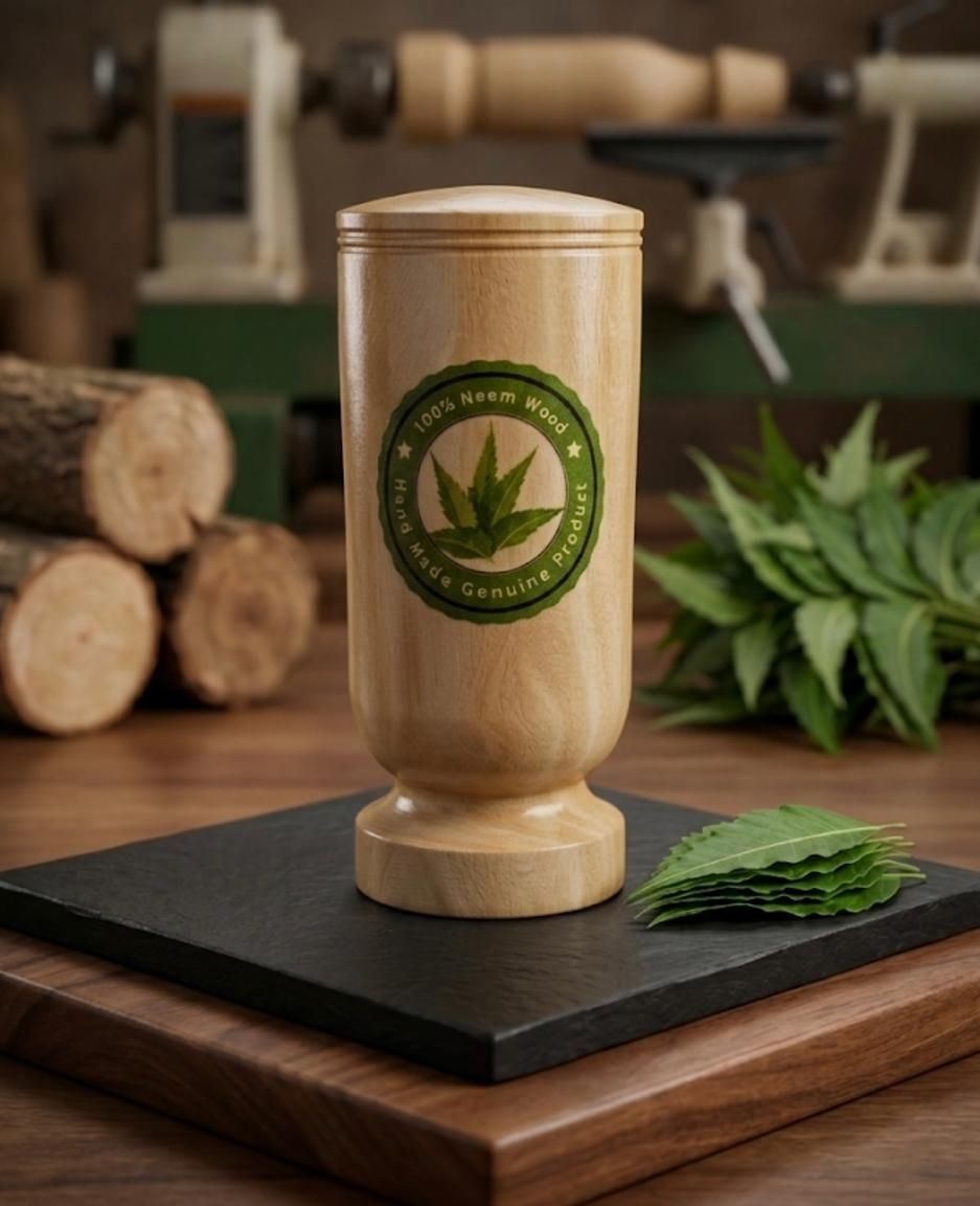 Handcrafted Neem Wood Glass, Natural Wooden Tumbler, (Pack of 1) Glass Water/Juice Glass-image-45