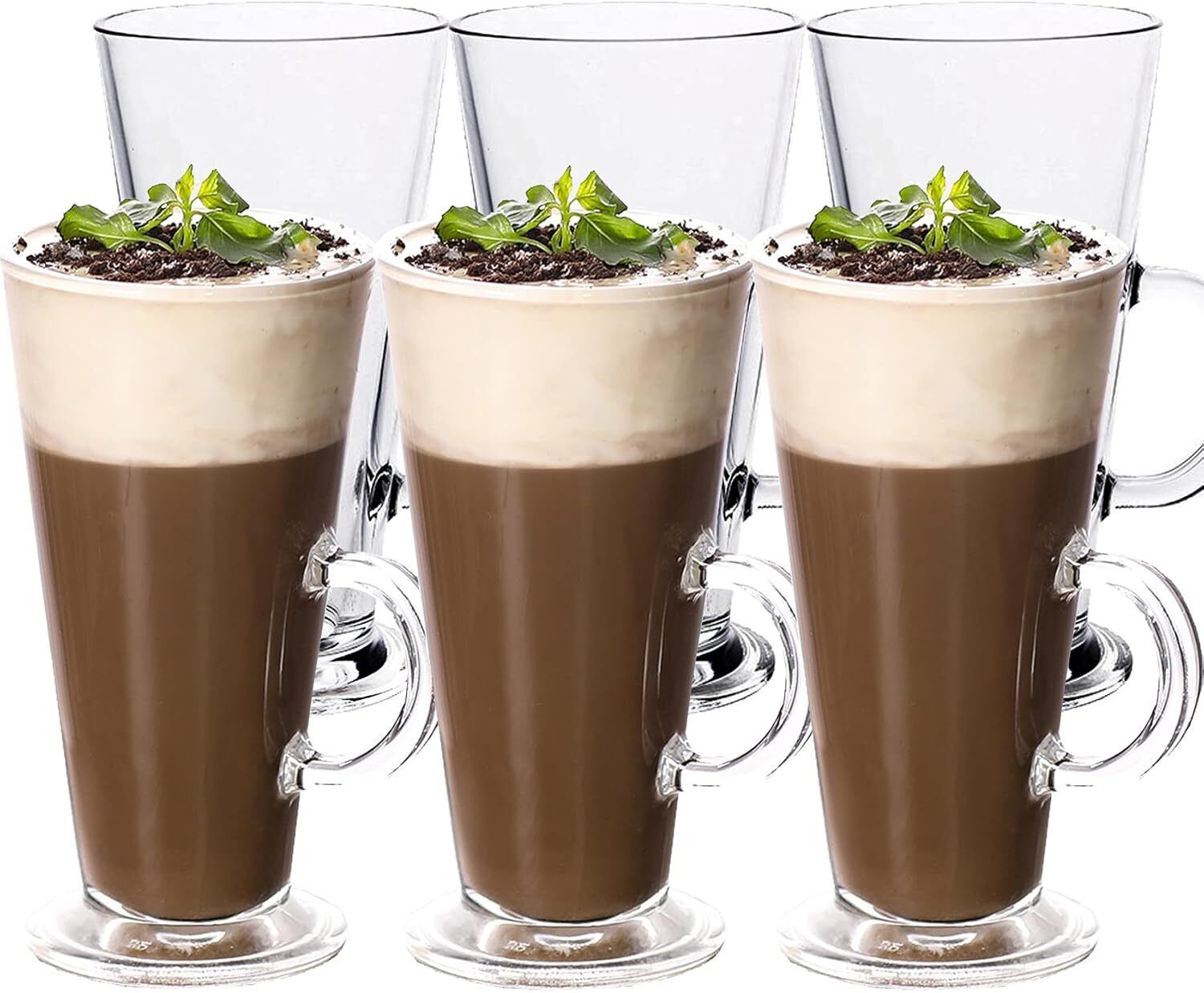 (Pack of 6) Chocolate Mug Glass Tall Coffee cup with Handle for Juice, Cappuccino Beverage Glass Water/Juice Glass-image-23