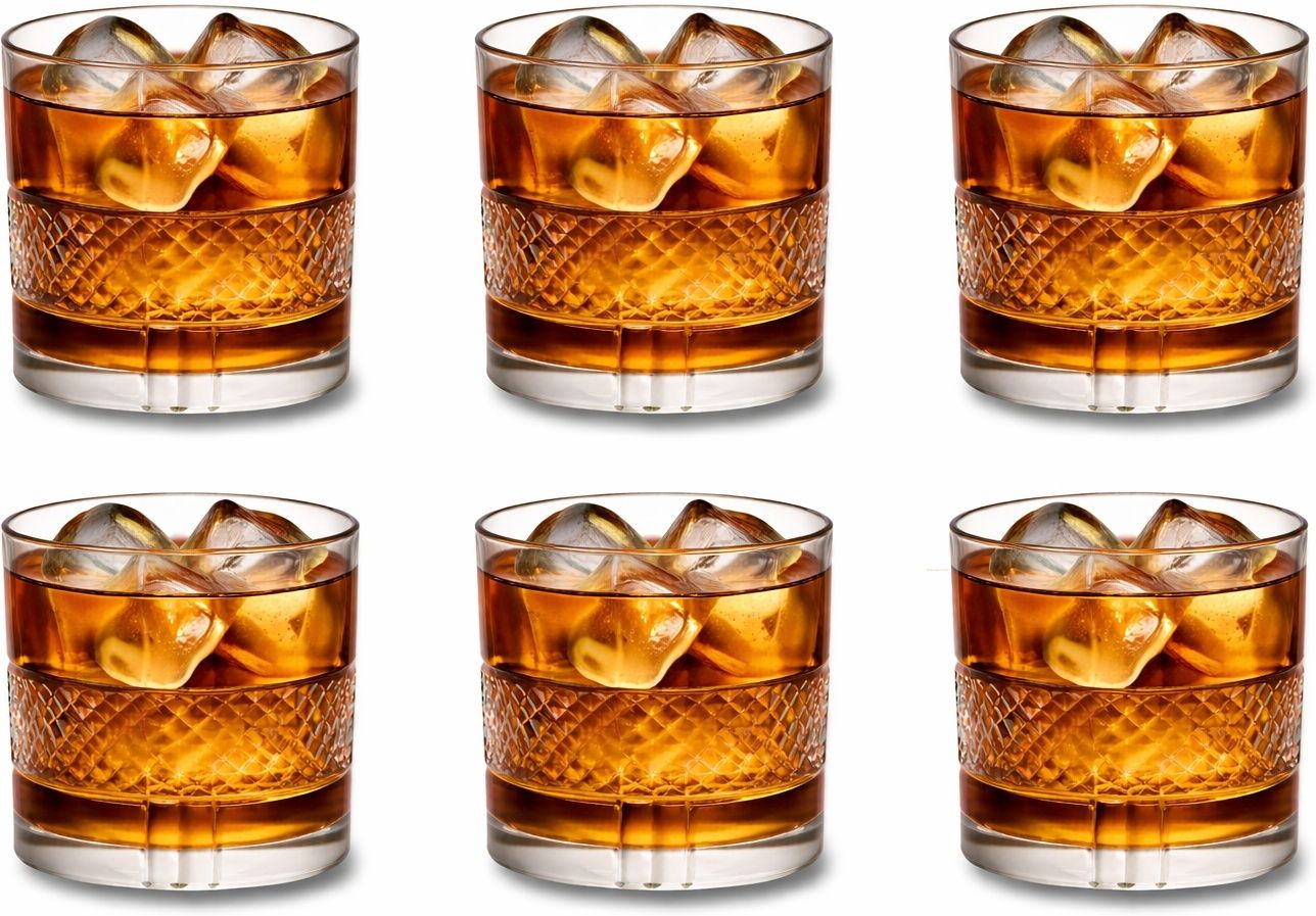 (Pack of 6) Premium Crystal Old Fashioned Whiskey Glasses Set of 6 Bar Glass for Drinking-az Glass Set Whisky Glass-image-1