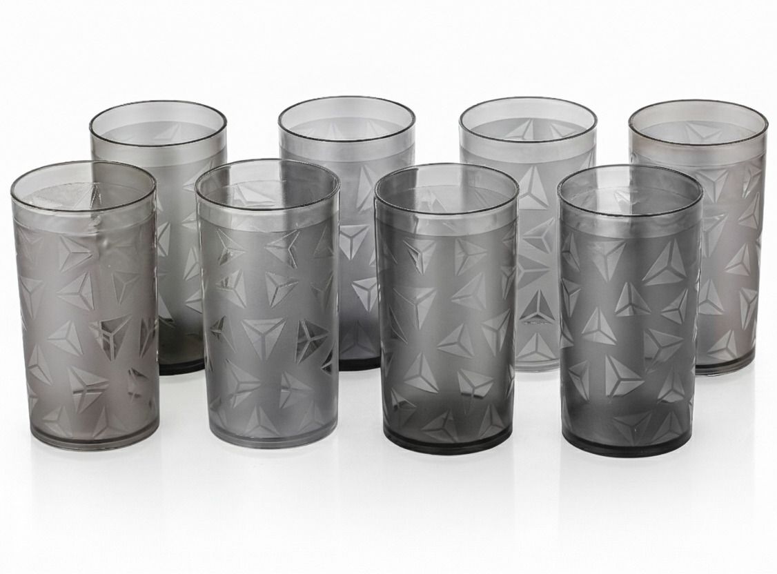 flipkart smartbuy (Pack of 6) Prism Pattern Water Juice Plastic Glasses Set Of 8 Glass Set Water/Juice Glass-picture-17