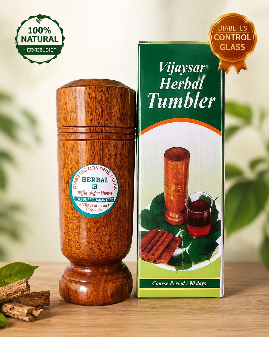 Vijaysar Herbal Wooden Glass Glass Water/Juice Glass-image-30