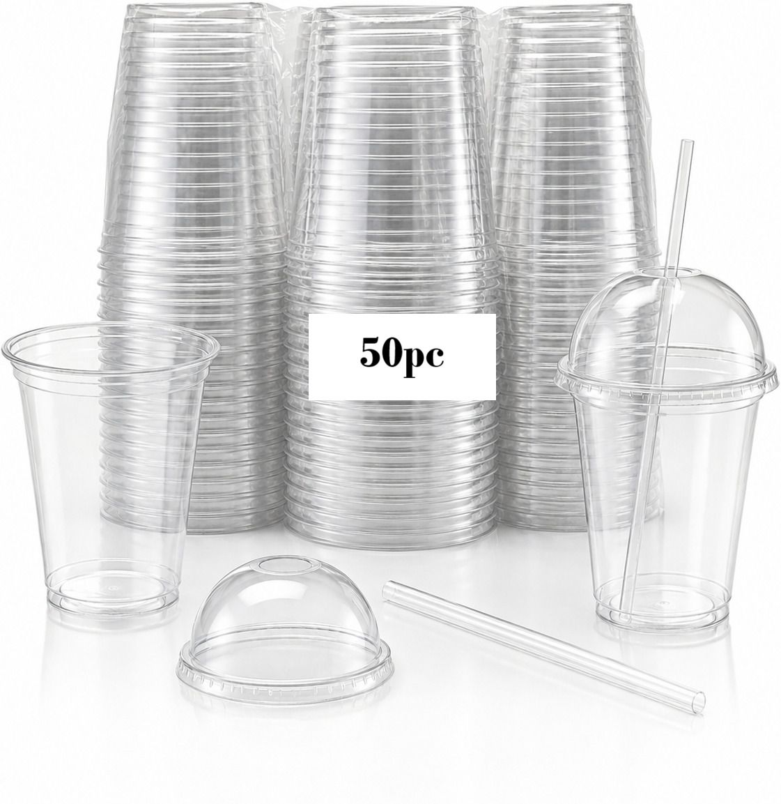 (Pack of 50) PETT GLASS with Dome Lids 350 ML | Disposable Glass Water/Juice Glass-image-22