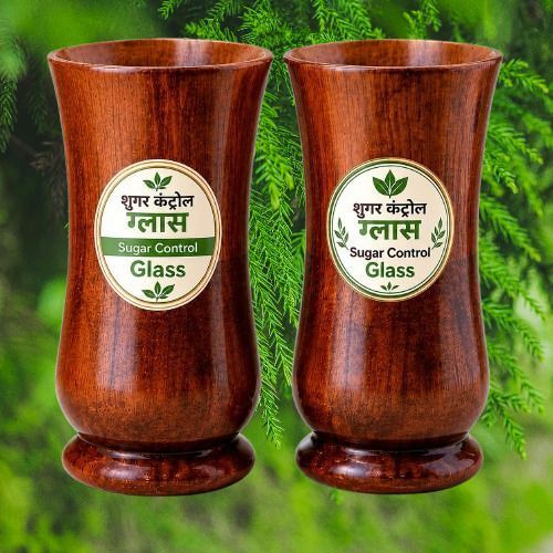 (Pack of 2) Diabetes Control & sugar level control| Ayurvedic Herbal Wood Glass Tumbler | Glass Water/Juice Glass-image-26