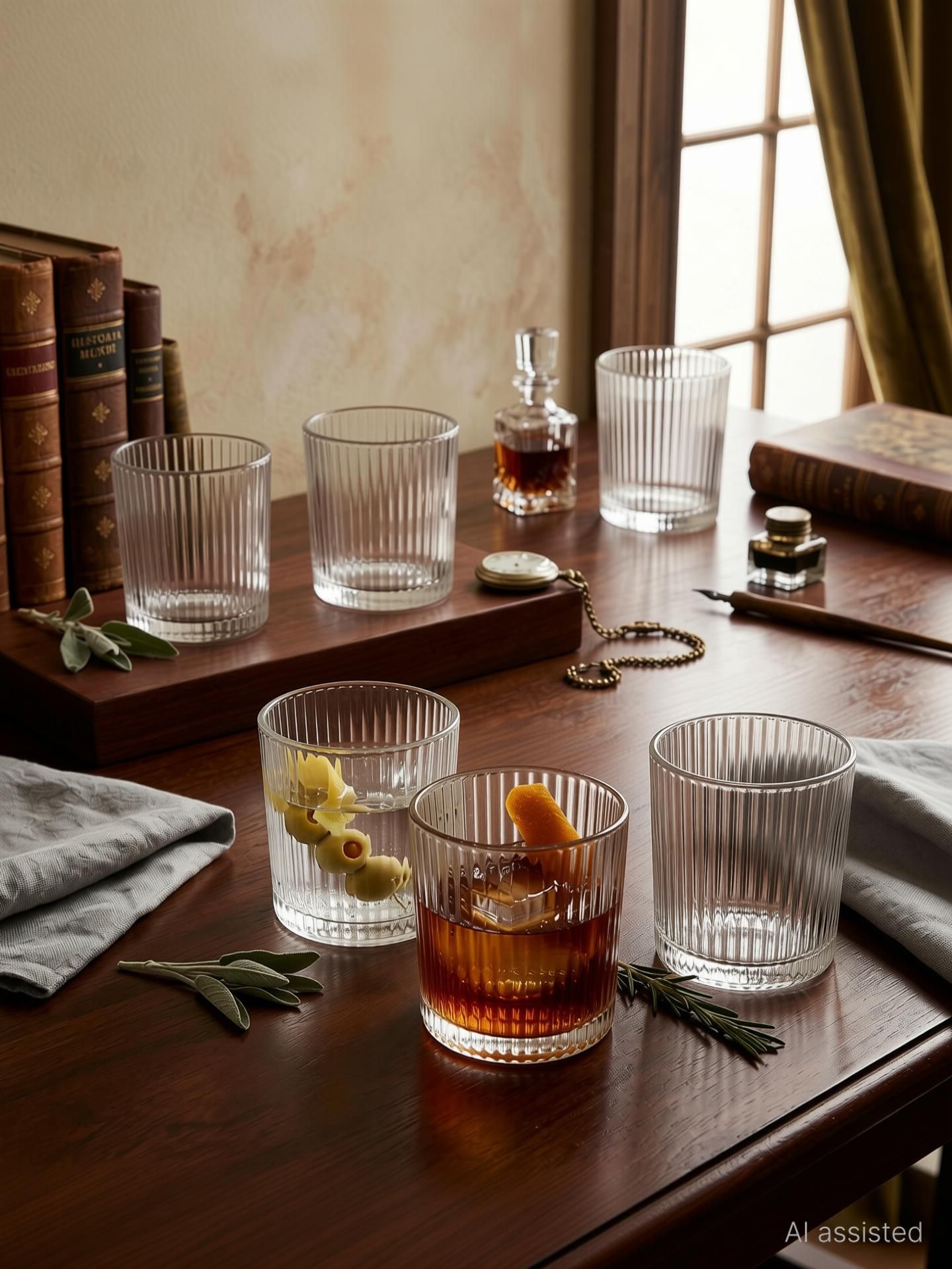 (Pack of 6) Ribbed Crystal Clear Drinking Glass Set for Modern Kitchen Glass Set Water/Juice Glass-image-41