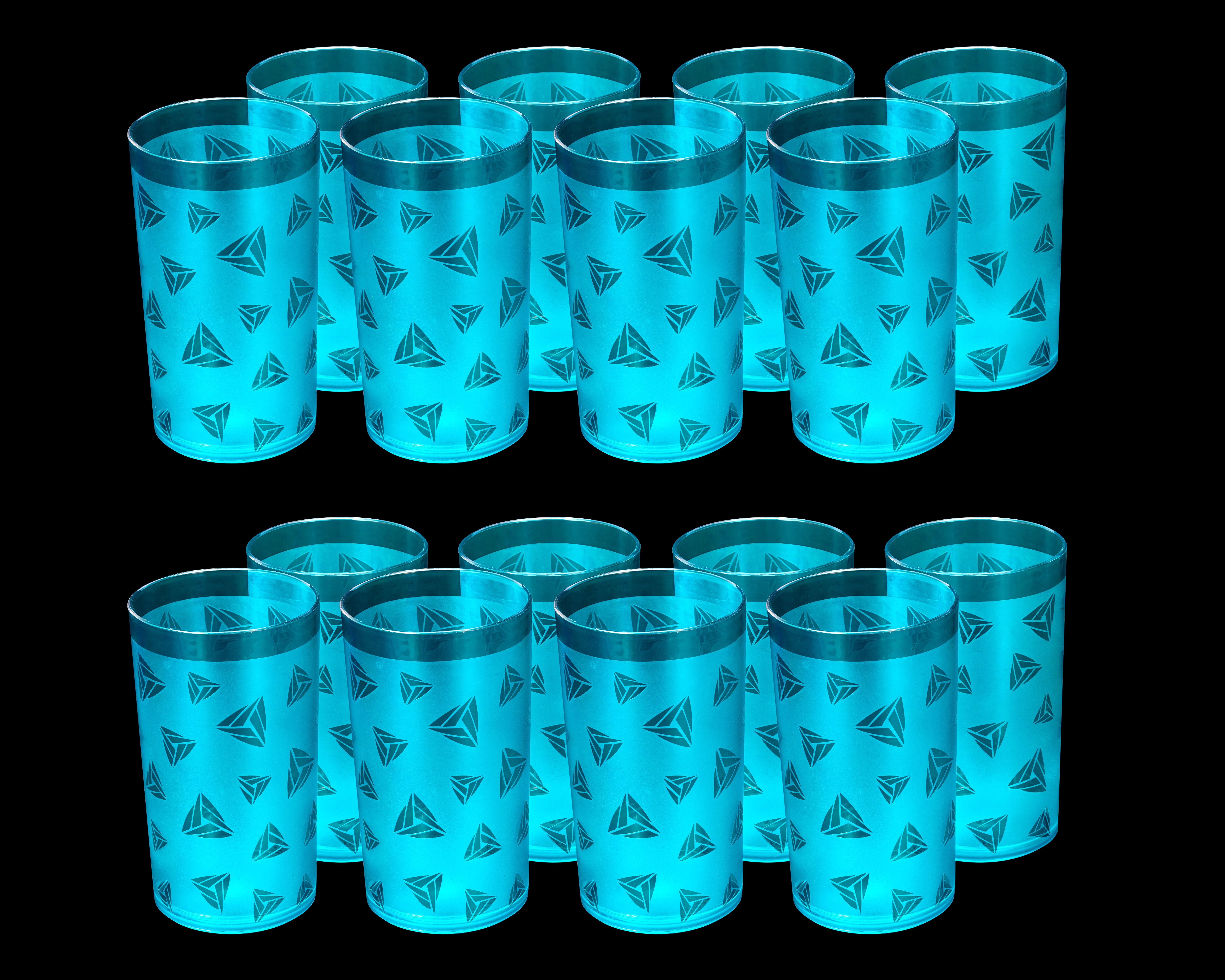 (Pack of 16) Premium quality clear prisam with diamond design Unbreakable Stylish Transparent Glass Set Water/Juice Glass-image-23
