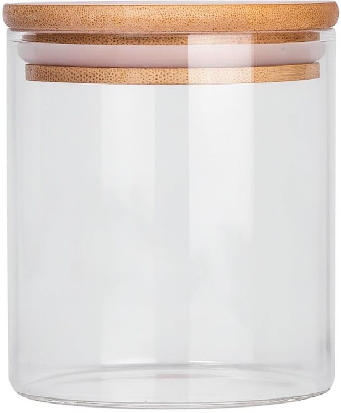 Glass Storage Jar with Airtight Bamboo Lid for Tea, Coffee, Sugar & Spices Glass Champagne Glass-image-20
