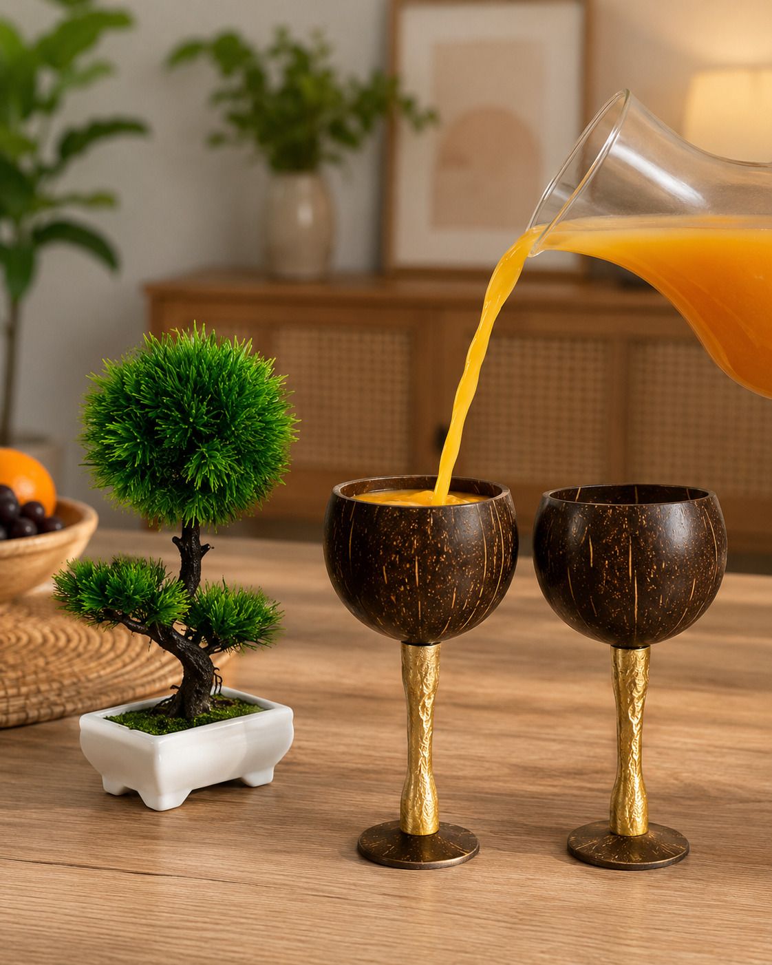 cartvia Coconut Shell Wine (pack of 2) Glass Wine Glass-picture-16