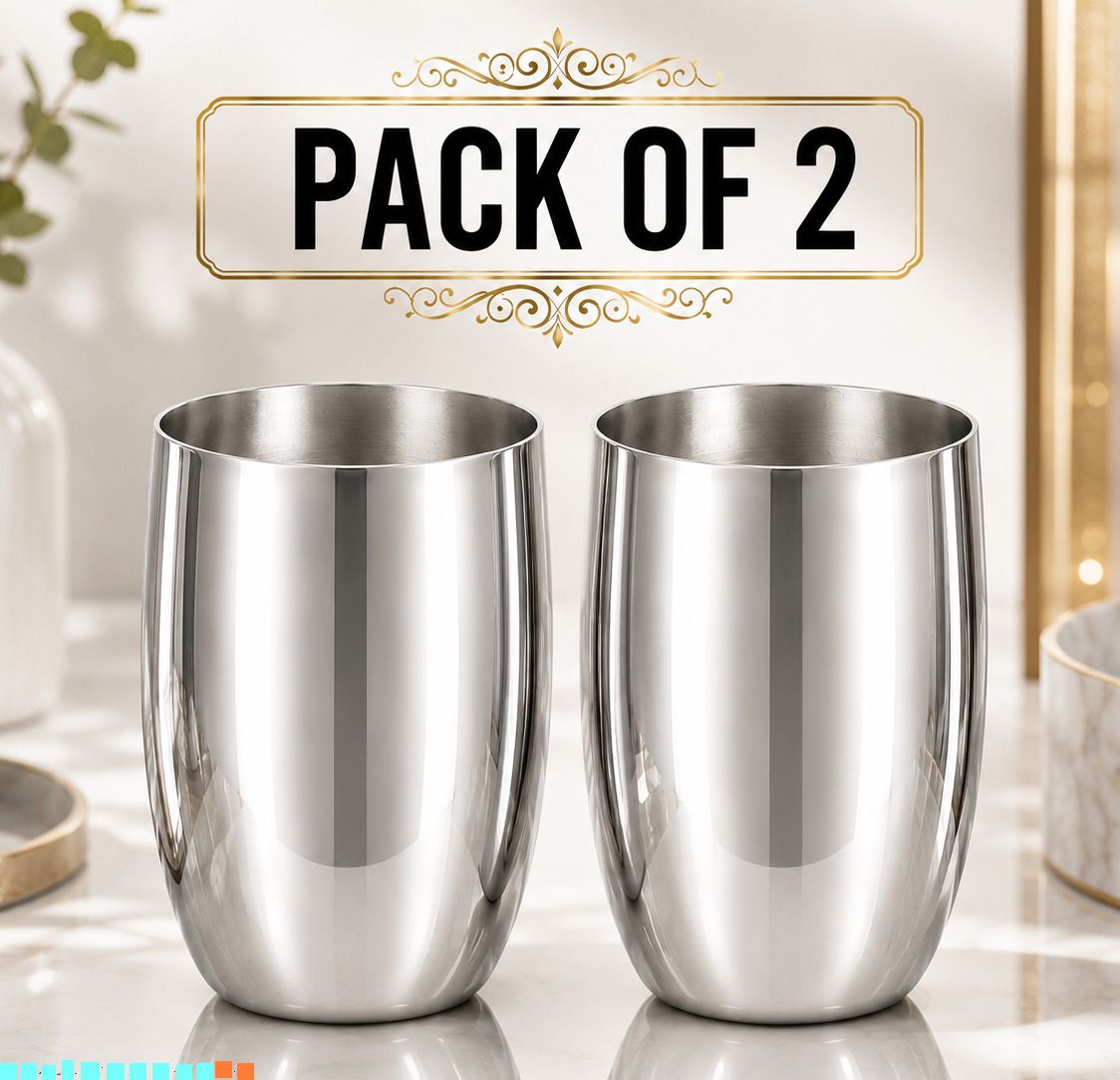 (Pack of 2) Stainless Steel Pack Of 2 Kulhad Glass Drinking Juice, Water & Milk Glass A9 Glass Set Water/Juice Glass-image-32