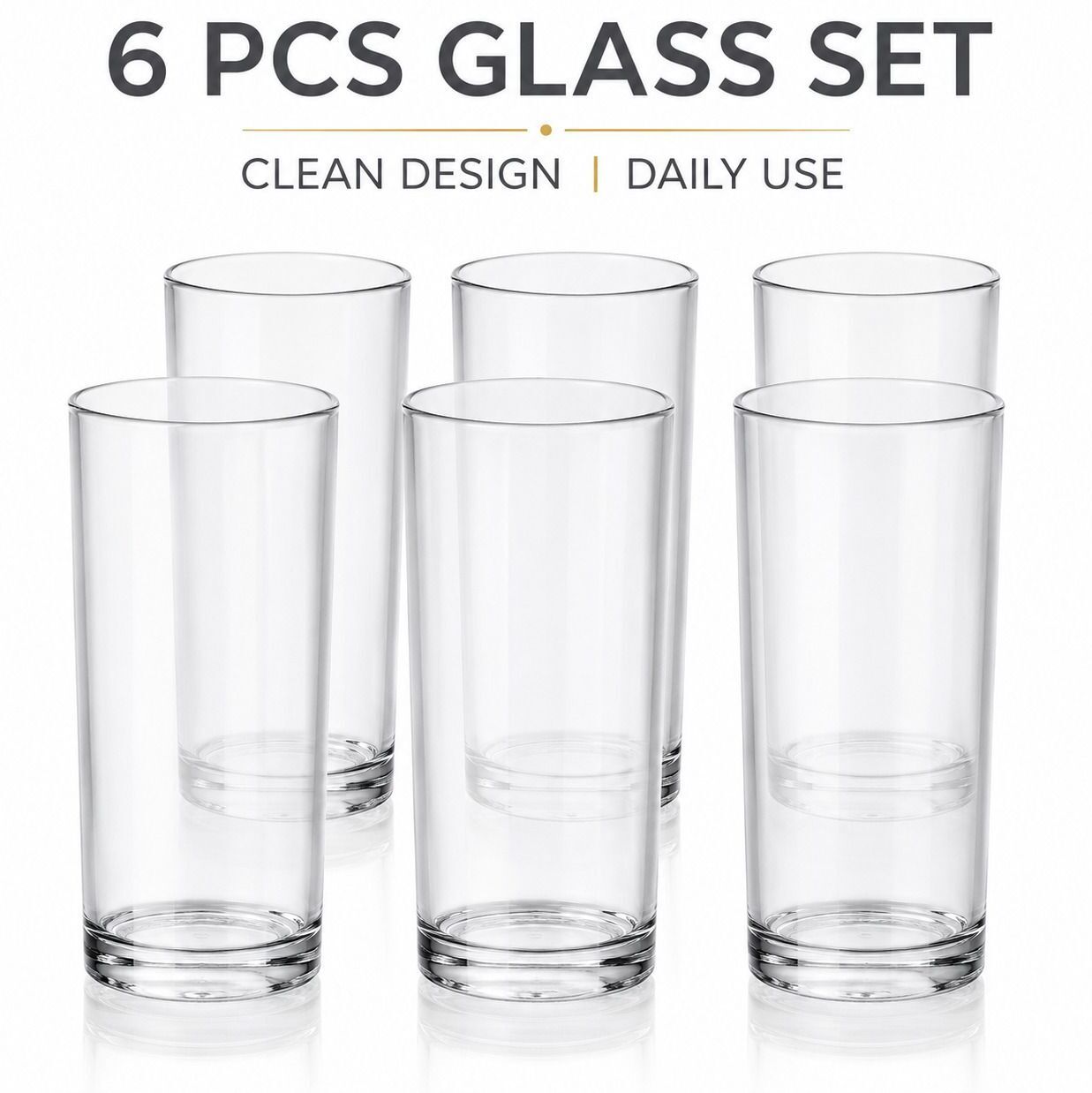 (Pack of 6) Glass-300ml-6pc Glass Set Water/Juice Glass-image-37