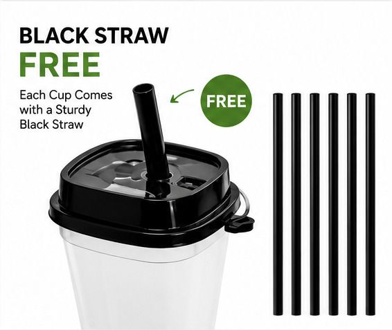 (Pack of 25) Reusable Plastic Sipper Glasses with Black Lid & Free Separate Straw Glass Water/Juice Glass-image-18