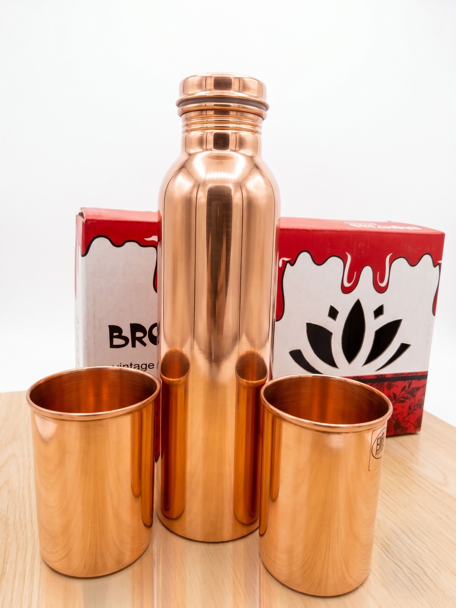 Bronzerr Vintage Copper Glass and Bottle Set Glass Set Water/Juice Glass-image-38