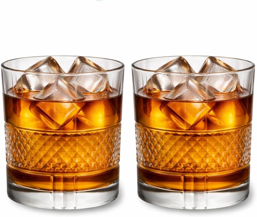 (Pack of 2) Premium Crystal Old Fashioned Whiskey Glasses Set of 2 Bar Glass for Drinking-sf Glass Set Whisky Glass-image-5