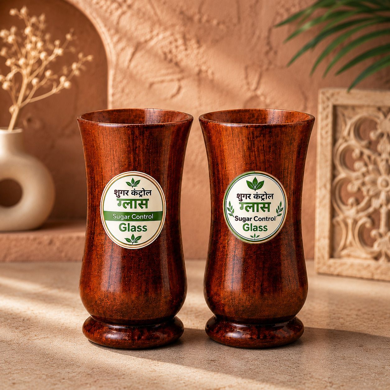 (Pack of 2) Natural Wooden Glass for Daily Use | Smooth Finish Wood Drinking Tumbler Glass Water/Juice Glass-image-42