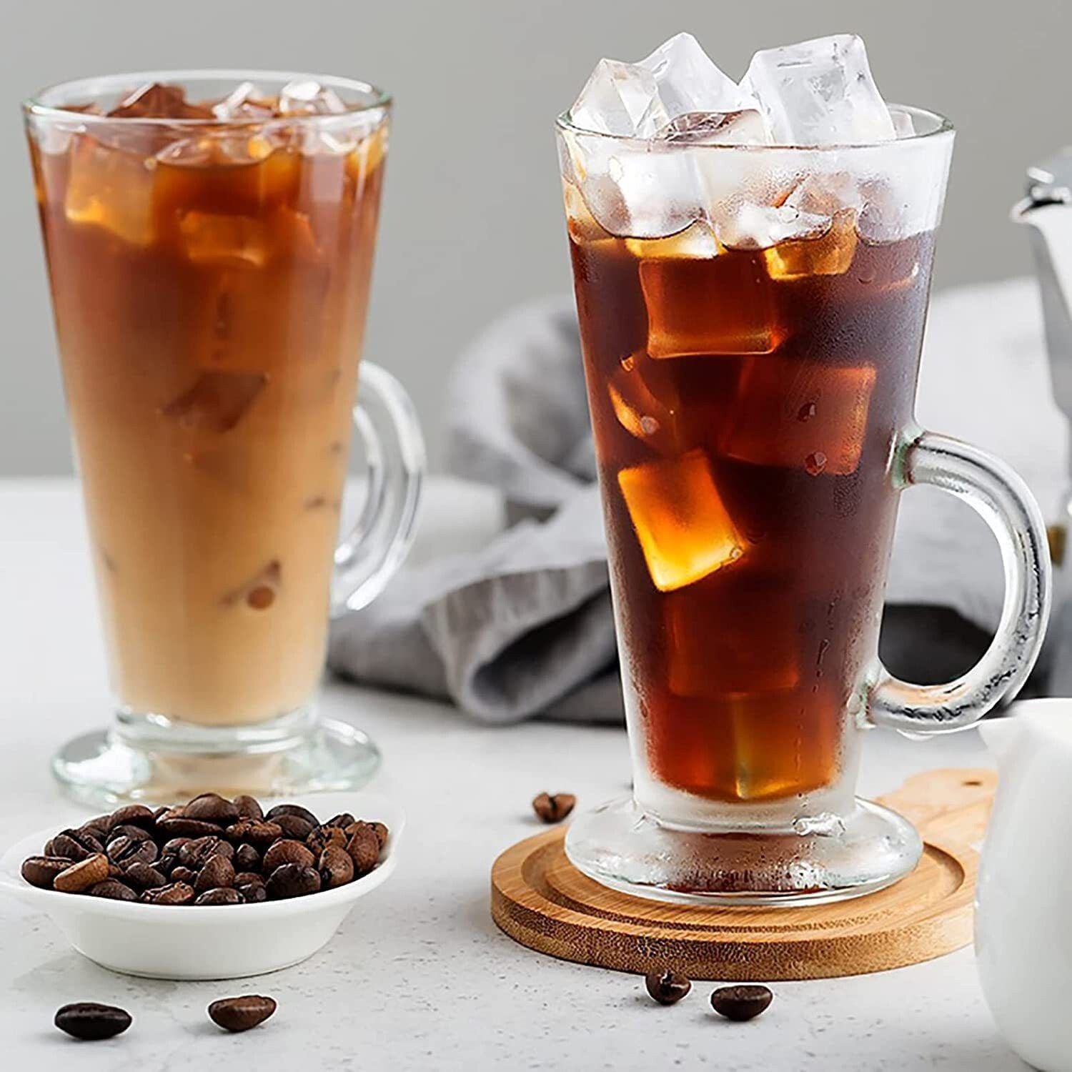 (Pack of 2) Chocolate Mug Glass Tall Irish Coffee Mugs with Handle Set of 2 Glass Set Water/Juice Glass-image-22