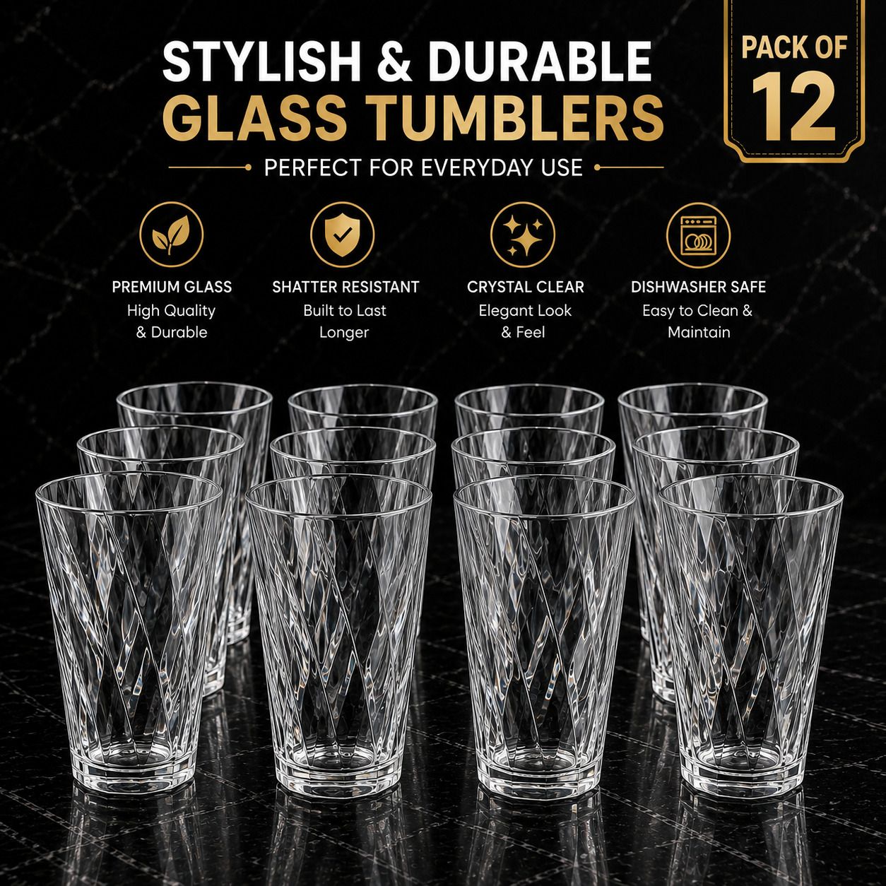 (Pack of 12) Twist Pattern Water Juice Plastic Glasses Set of 12 Glass Set Water/Juice Glass-image-4