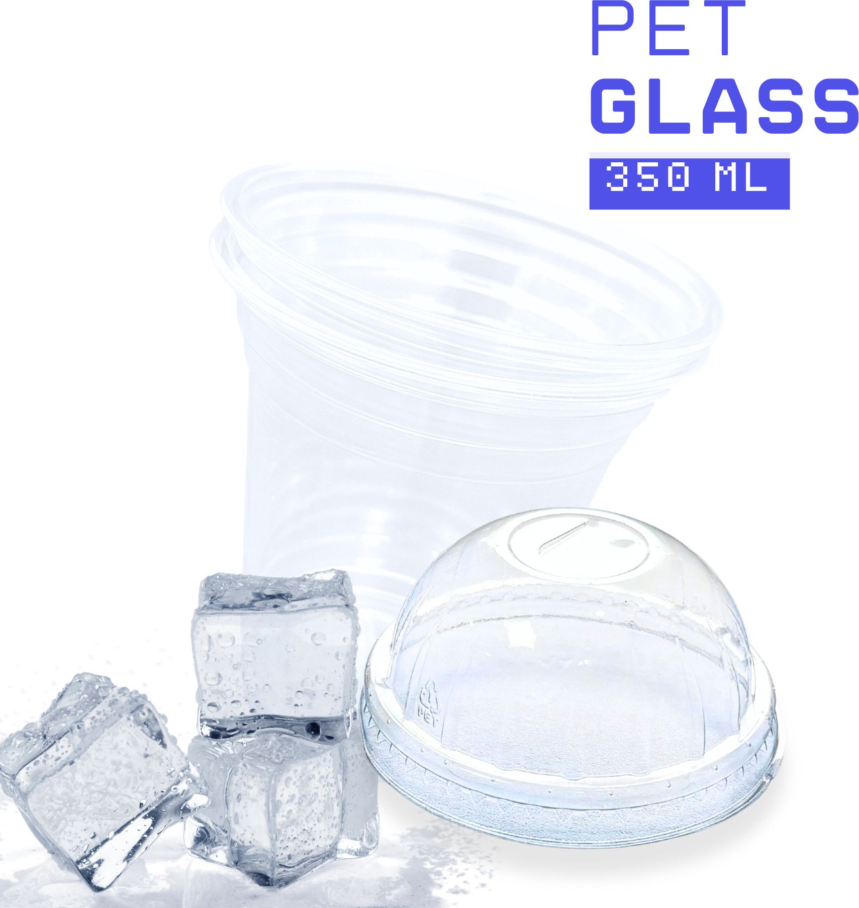(Pack of 100) PET Glasses 350ML with Dom Lid for Parties / Function Glass Water/Juice Glass
