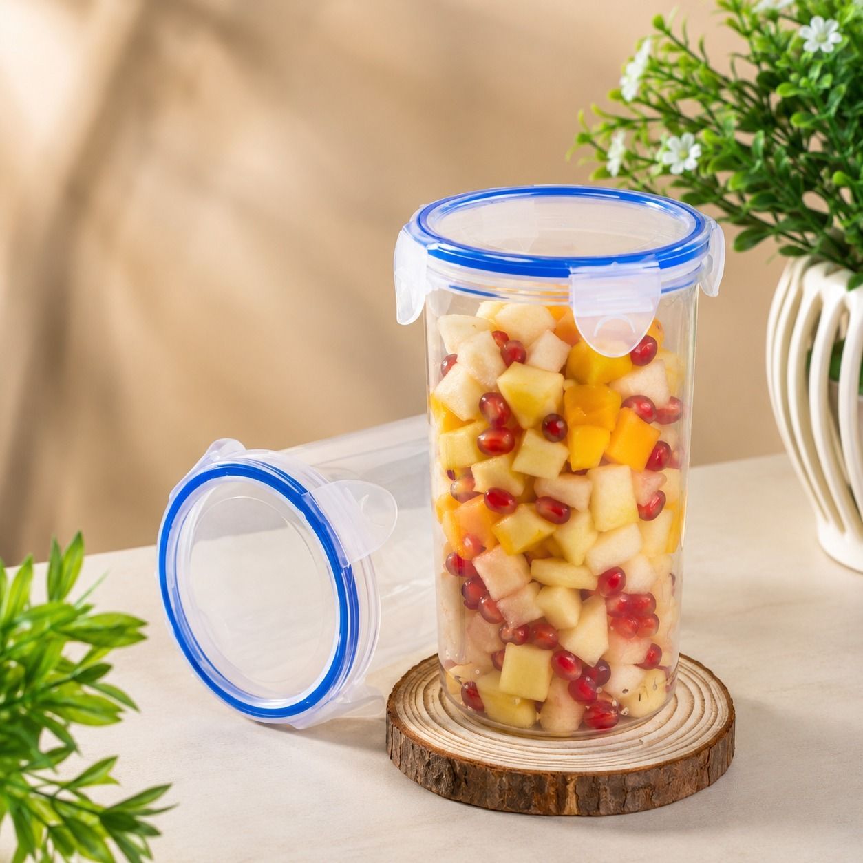 vristo (Pack of 2) 500ml Airtight Transparent Plastic Tumbler Bottle Set of 2 with Clip Lock Lid Glass Set Water/Juice Glass-picture-0