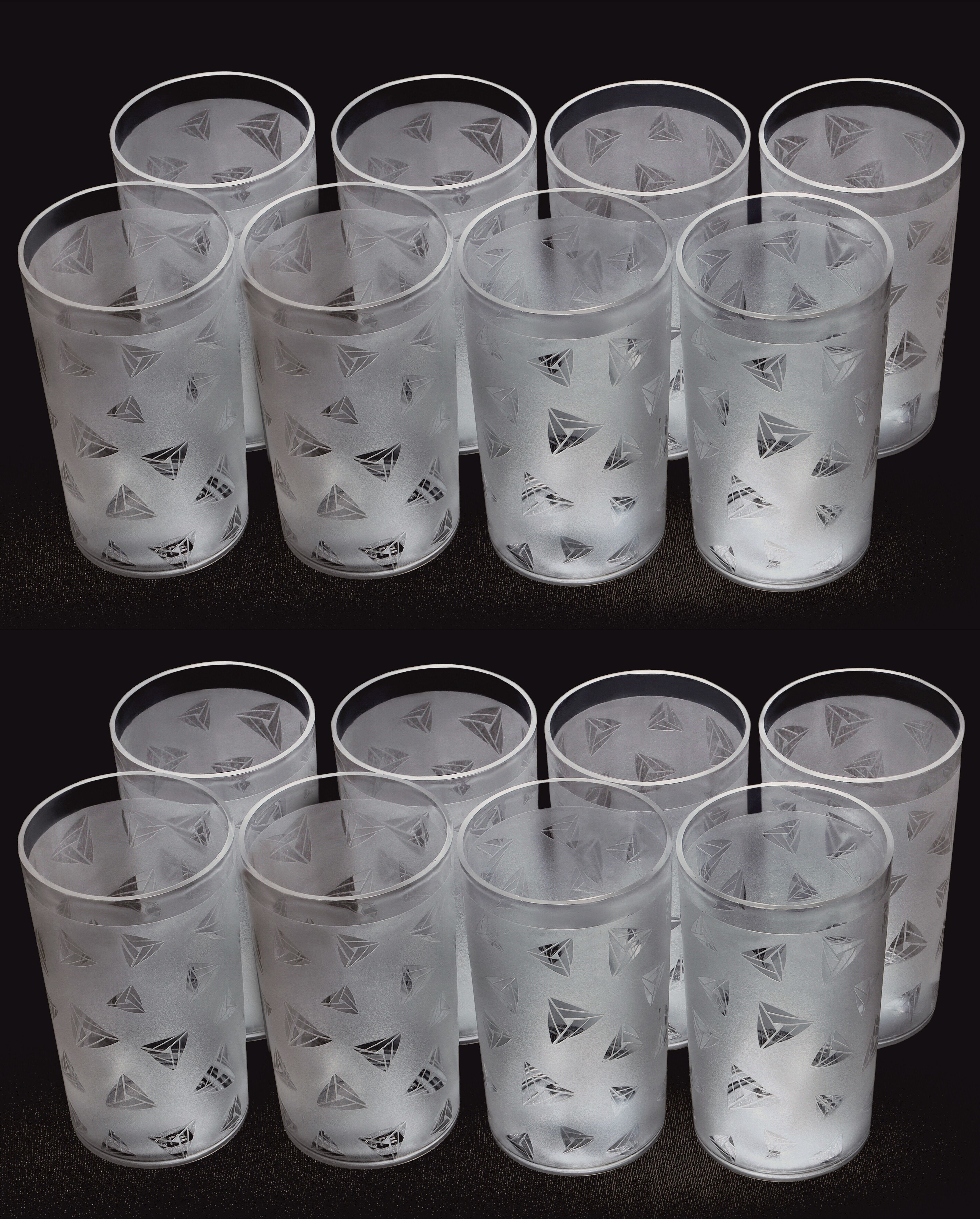 (Pack of 16) Premium quality prisam with diamond design Unbreakable Stylish Transparent Glass Set Water/Juice Glass-image-25