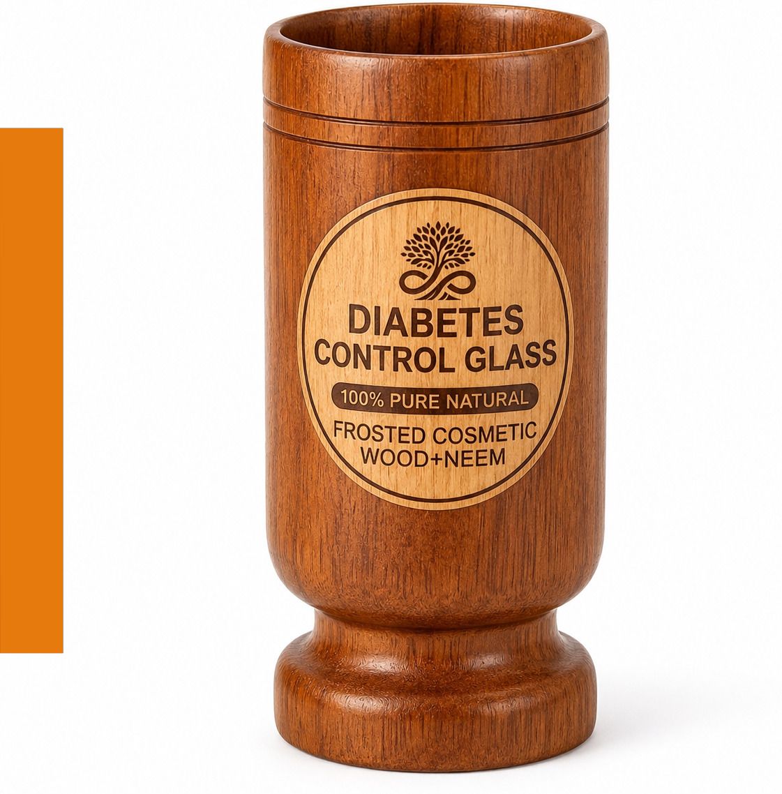 frosted cosmetic Ayurvedic Diabetes Care Wooden+ NEEM Glass Water/Juice Glass-picture-6