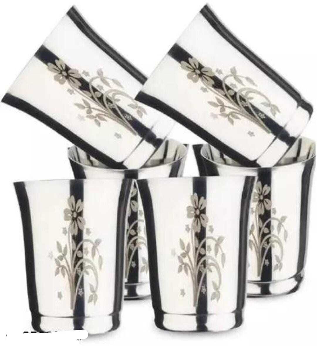 (Pack of 6) Laser Print Serving Glasses, Unbreakable Water Drinking Glass Water/Juice Glass