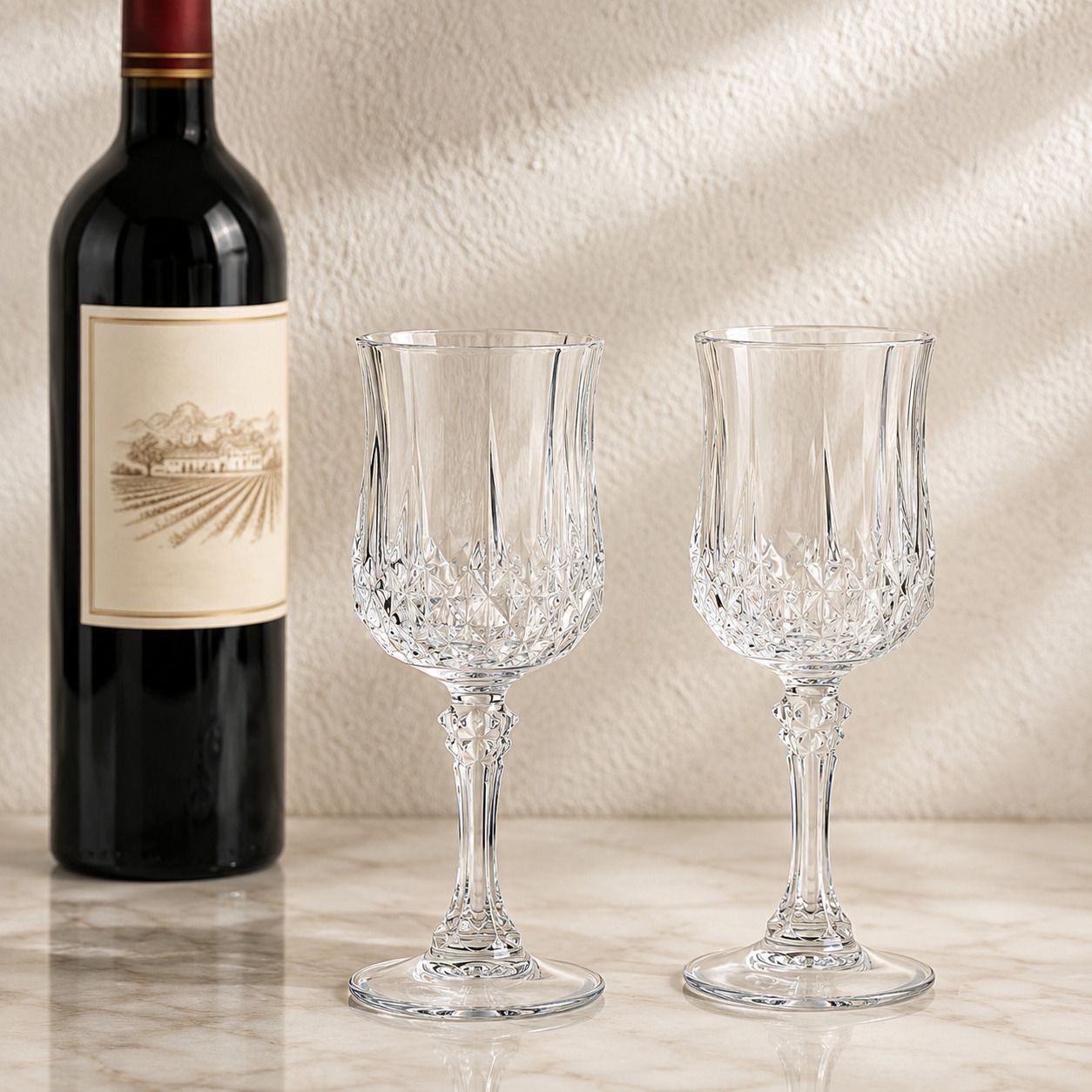 (Pack of 2) Textured Wine Glass Vintage Design Premium Glassware Stylish Drinking Glass for Glass Set Wine Glass-image-16