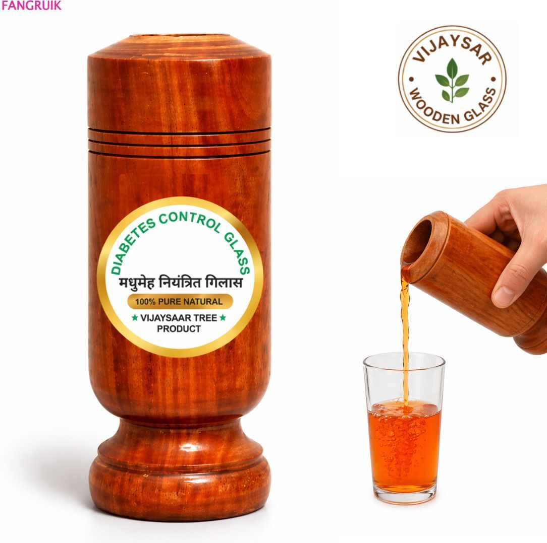 anmol walia handicrafts vijyasar glass wooden cup built for soaking water daily Glass Water/Juice Glass-picture-14