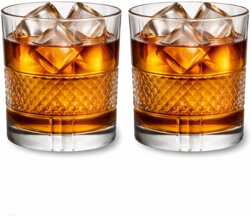 (Pack of 2) Premium Crystal Old Fashioned Whiskey Glasses Set of 2 Bar Glass for Drinking-ig Glass Set Whisky Glass-image-13