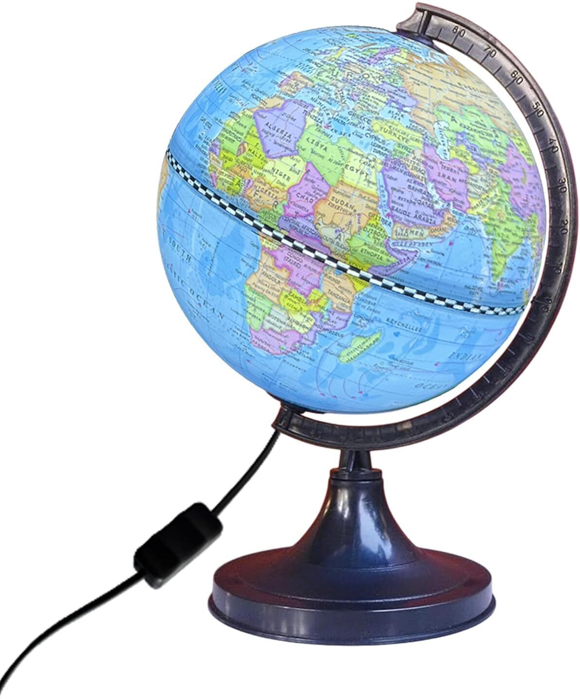 Illuminated Political World Globe with LED Light, 6 Inch Diameter Educational World Globe World Map World Globe-image-16