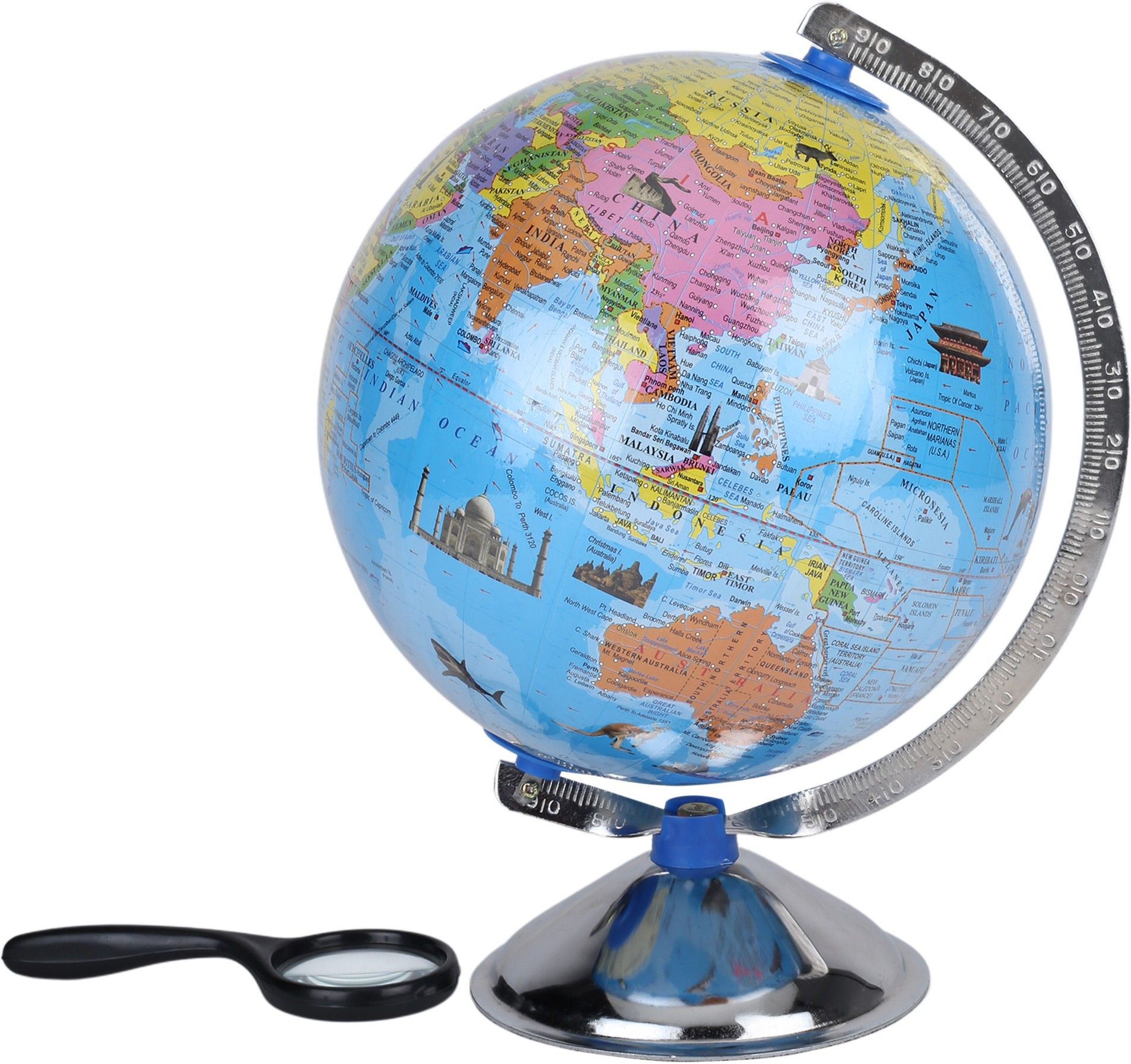 Globe for Kids, MITTAL Educational World Globe with famous Monuments for Kids/Office Globe/Political Globe/Globes for Students Desk and Table Top Political World Globe-image-12