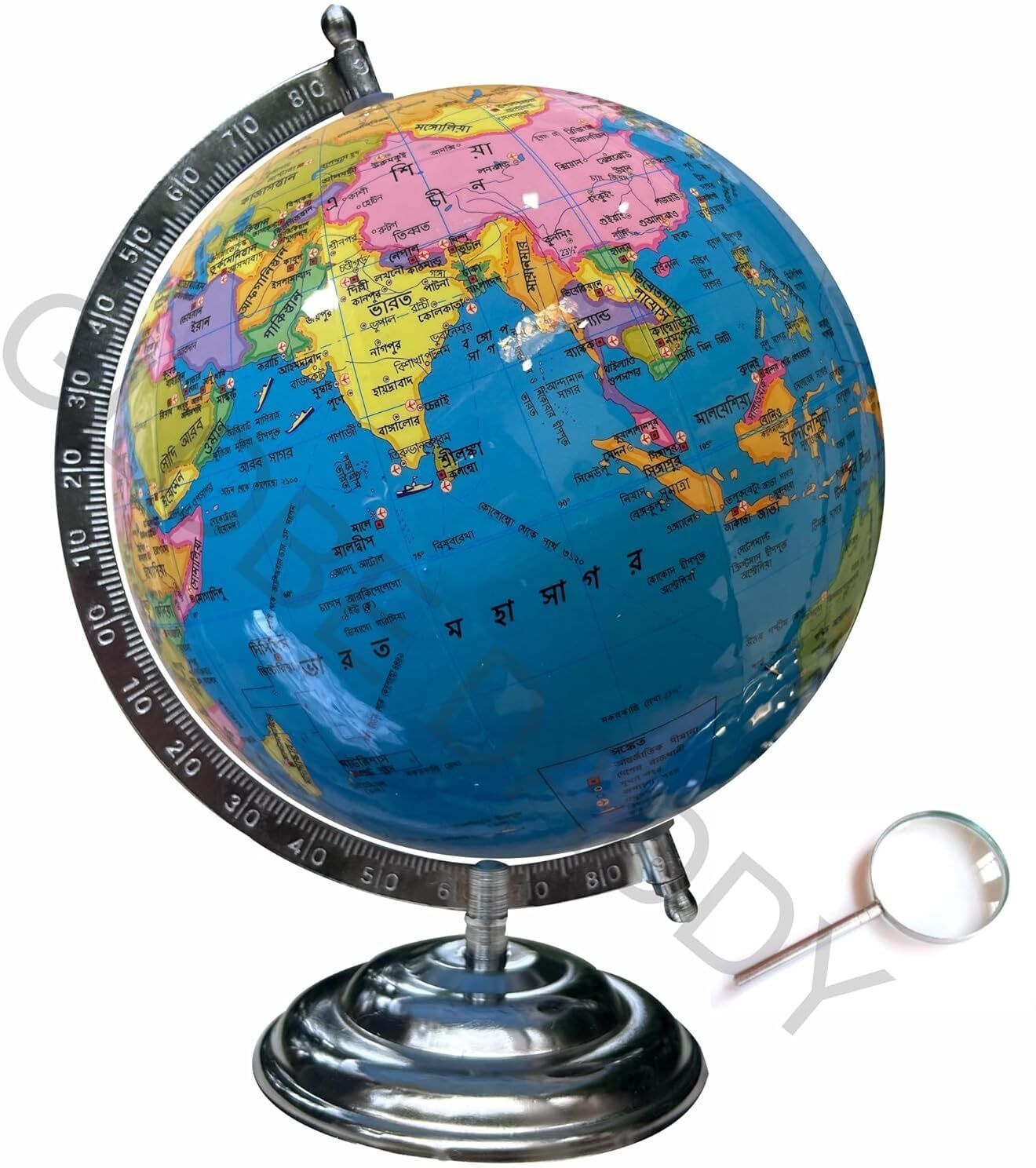 8 Inch Dia Bengali Political World Globe with Magnifying Glass Educational Globe World Globe World Globe-image-18