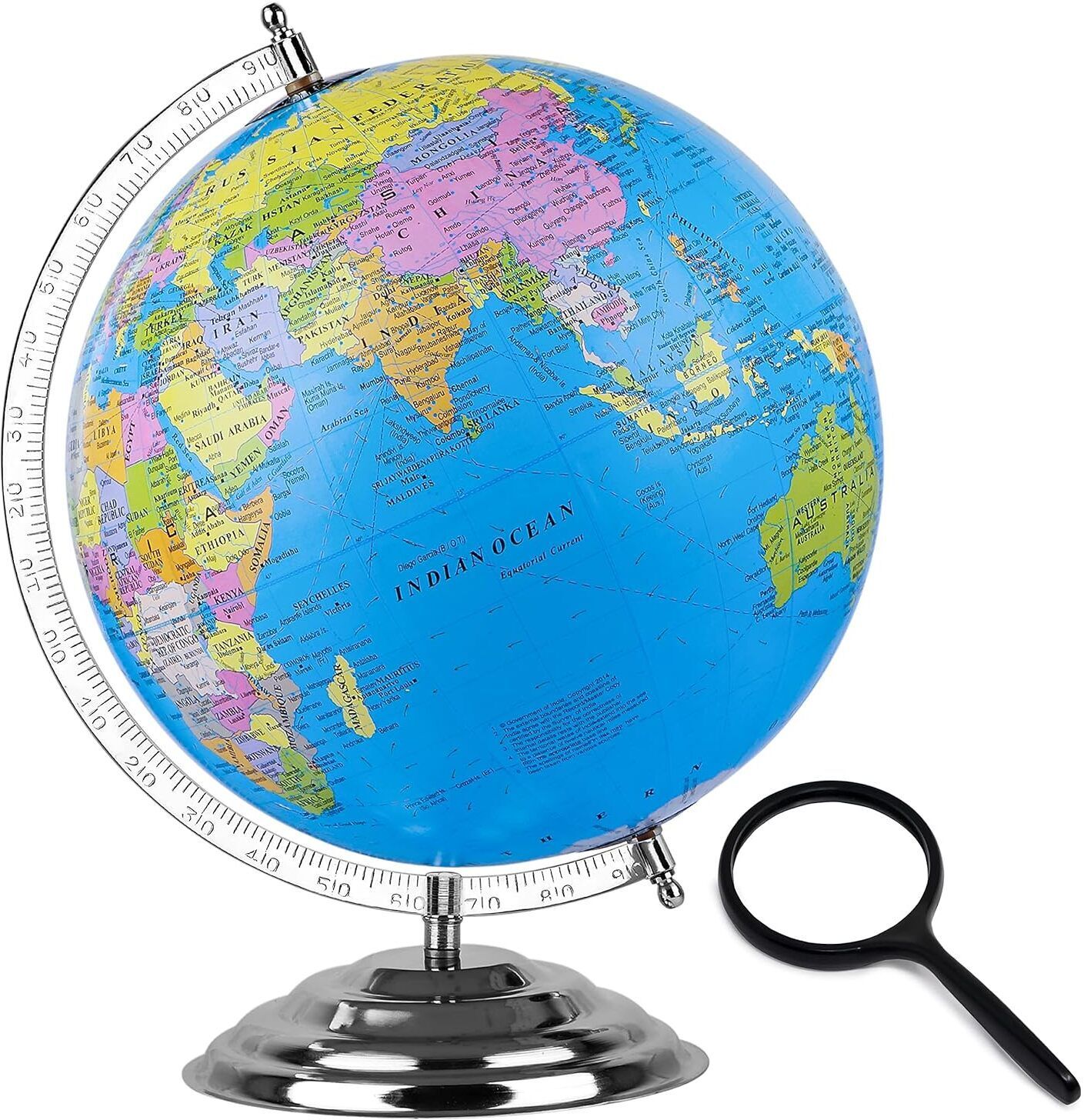 startac Educational 12 Inch diameter Globe with Magnifying Glass Desk & Table Top Political World Globe-picture-19