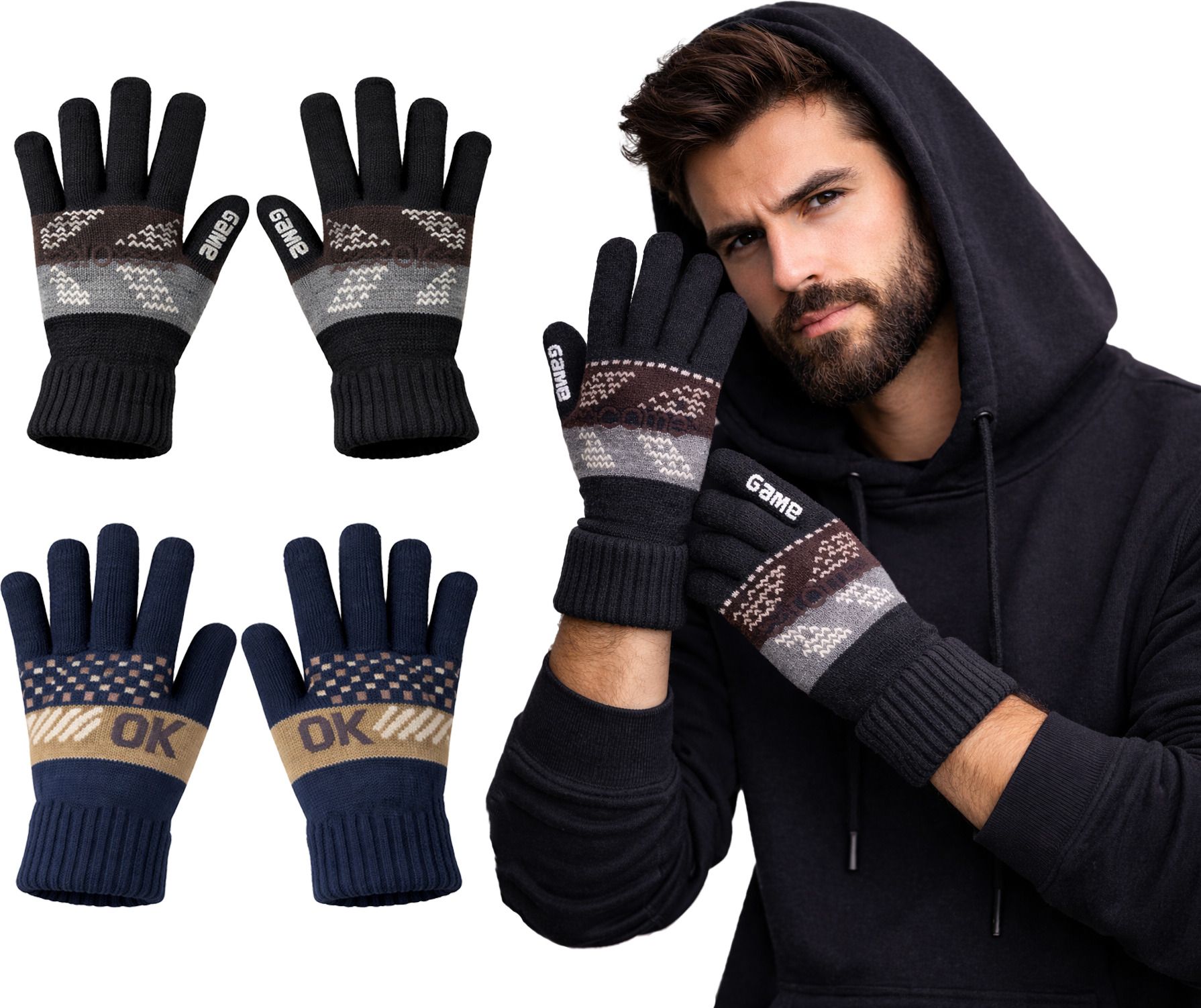 akido Striped Winter Men Gloves-picture-18