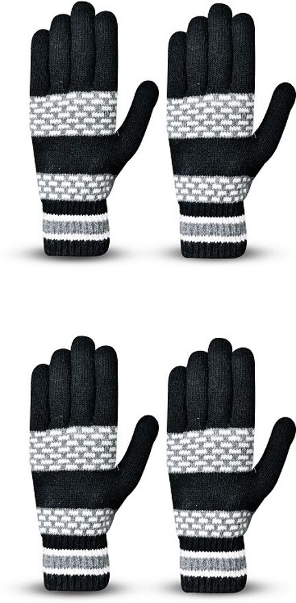 loom legacy Striped, Self Design, Printed Winter Men Gloves-picture-42