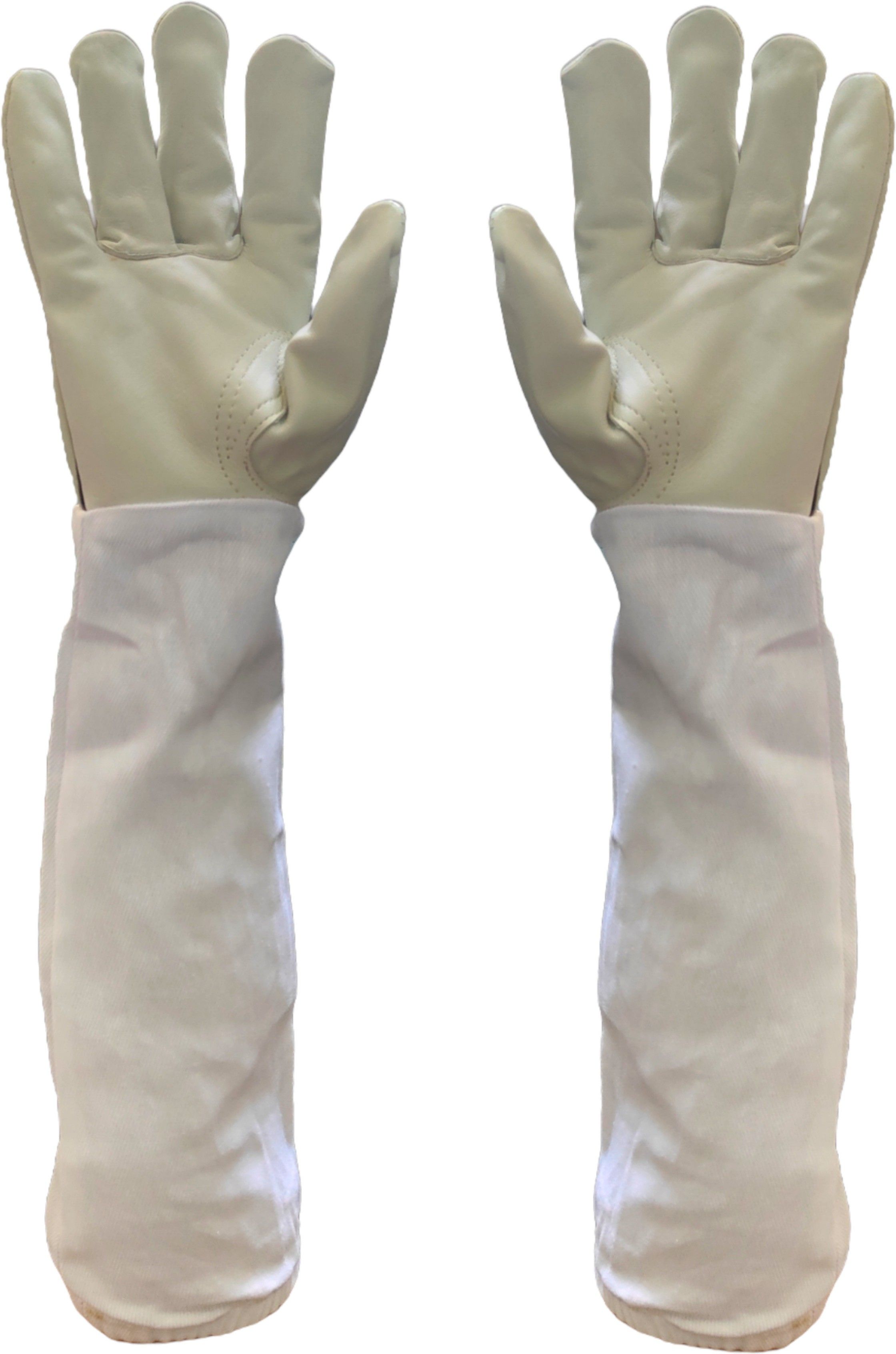 Beekeeping Protective Gloves-Breathable Fabric Leather Gloves with Elastic cuffs Garden Tool Kit