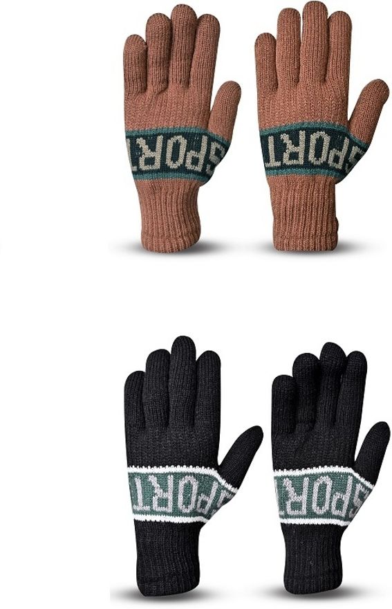 sfab Solid, Self Design, Printed Winter Men Gloves-picture-30