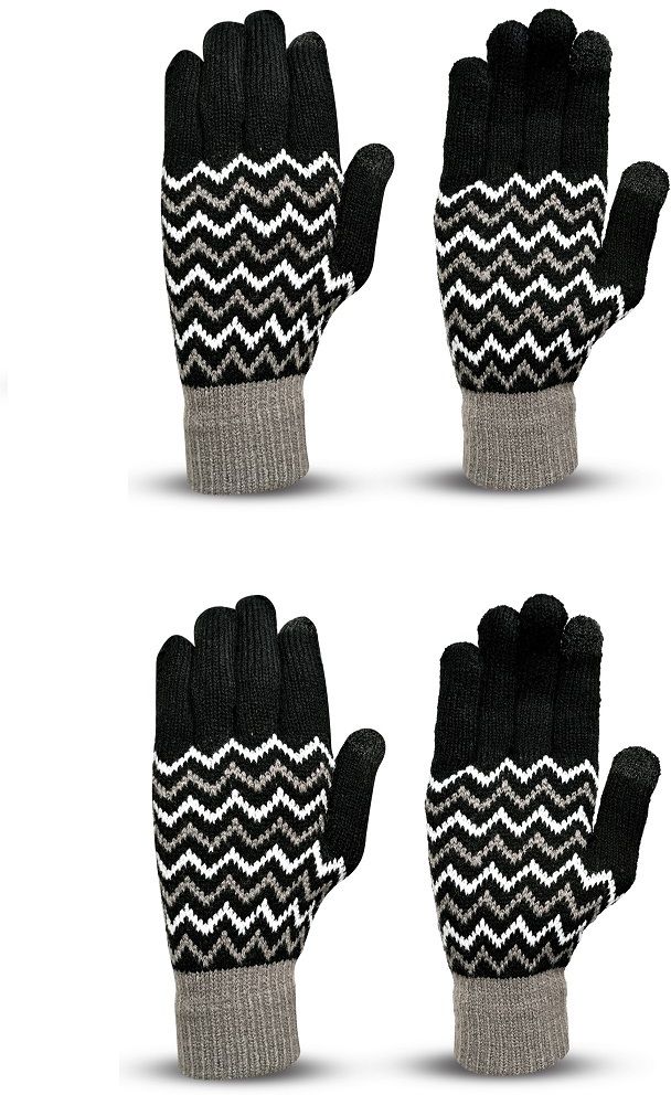 loom legacy Striped, Self Design, Printed Winter Men Gloves-picture-39
