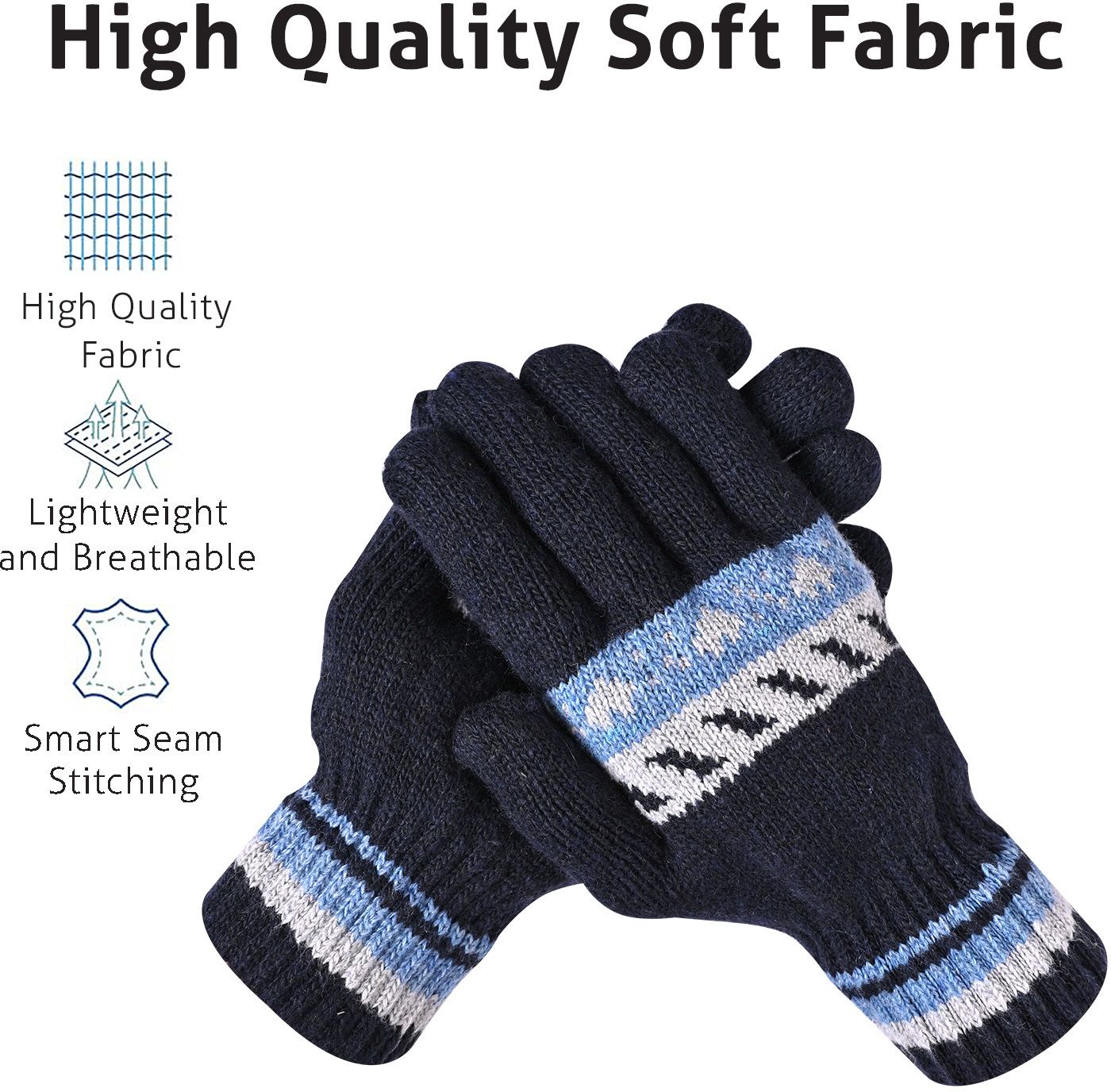 loom legacy Geometric Print, Self Design, Printed Winter Men Gloves-picture-45