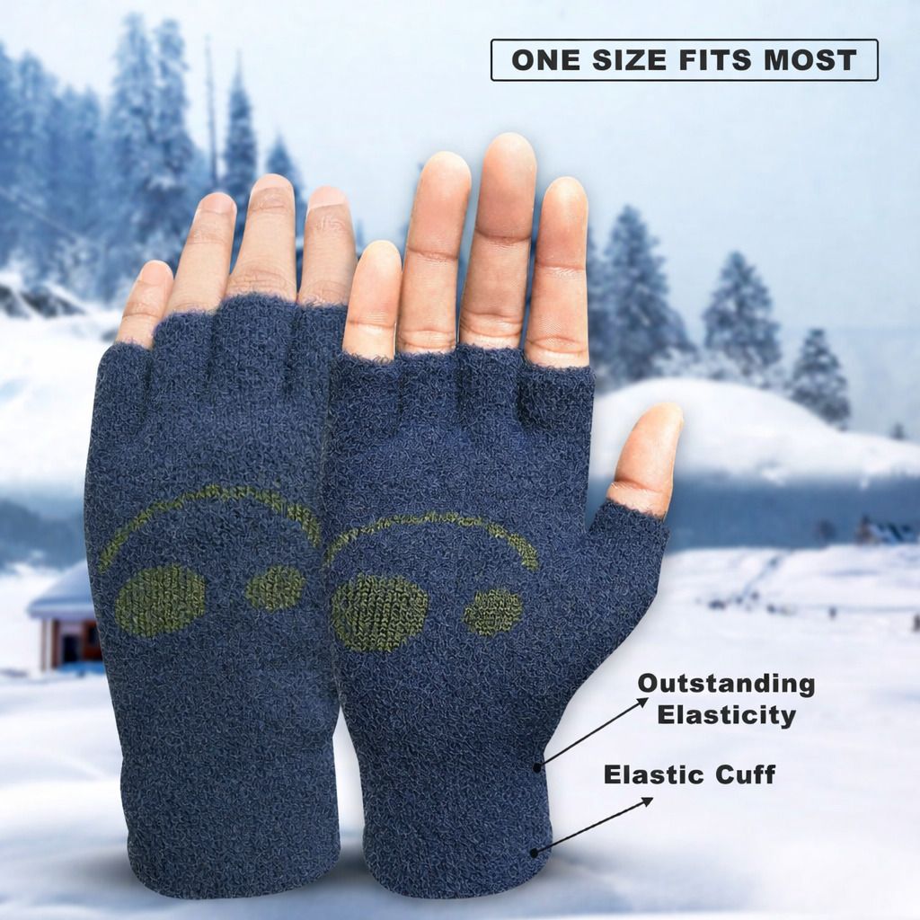 Floral Print, Self Design, Printed Winter Men Gloves