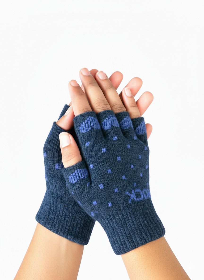 Polka Print, Self Design, Printed Winter Men Gloves