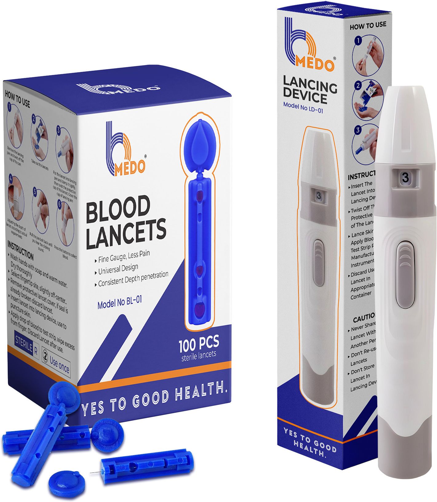 Bmedo Lancet + Lancet Pen (Combo Pack) | Ultra-Thin Round Lancets, 100 Pcs | Pack of 1 Glucometer Lancets-image-38