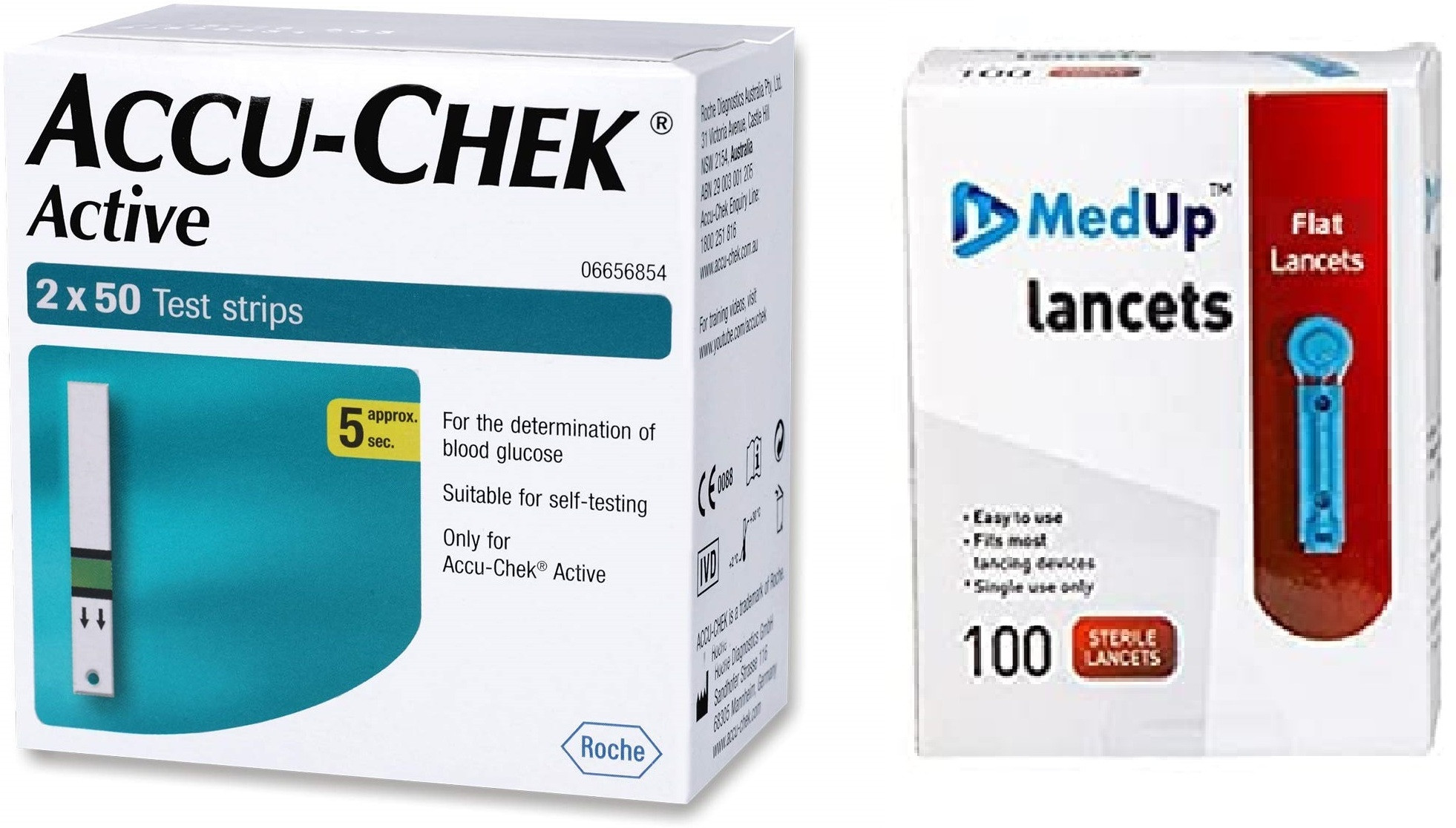 medup Flat lancets 100 Units and Accu-chek active 100 strips Glucometer Lancets Glucometer Lancets image 1