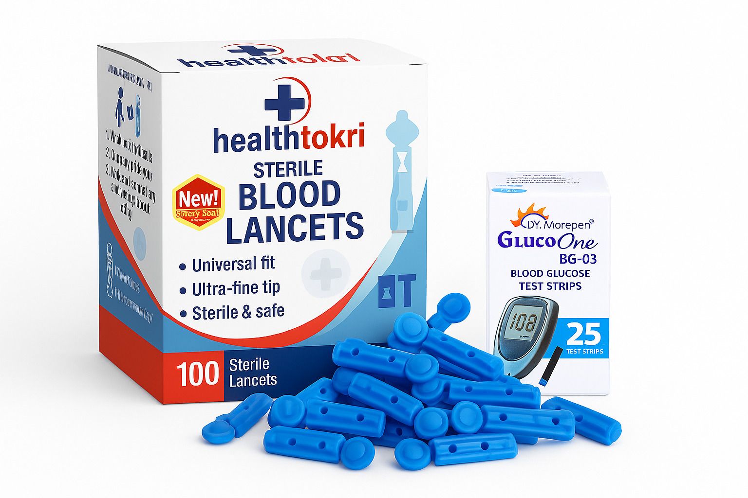 Healthtokri 100 Lancets and 25 strips Combo Glucometer Lancets-image-17