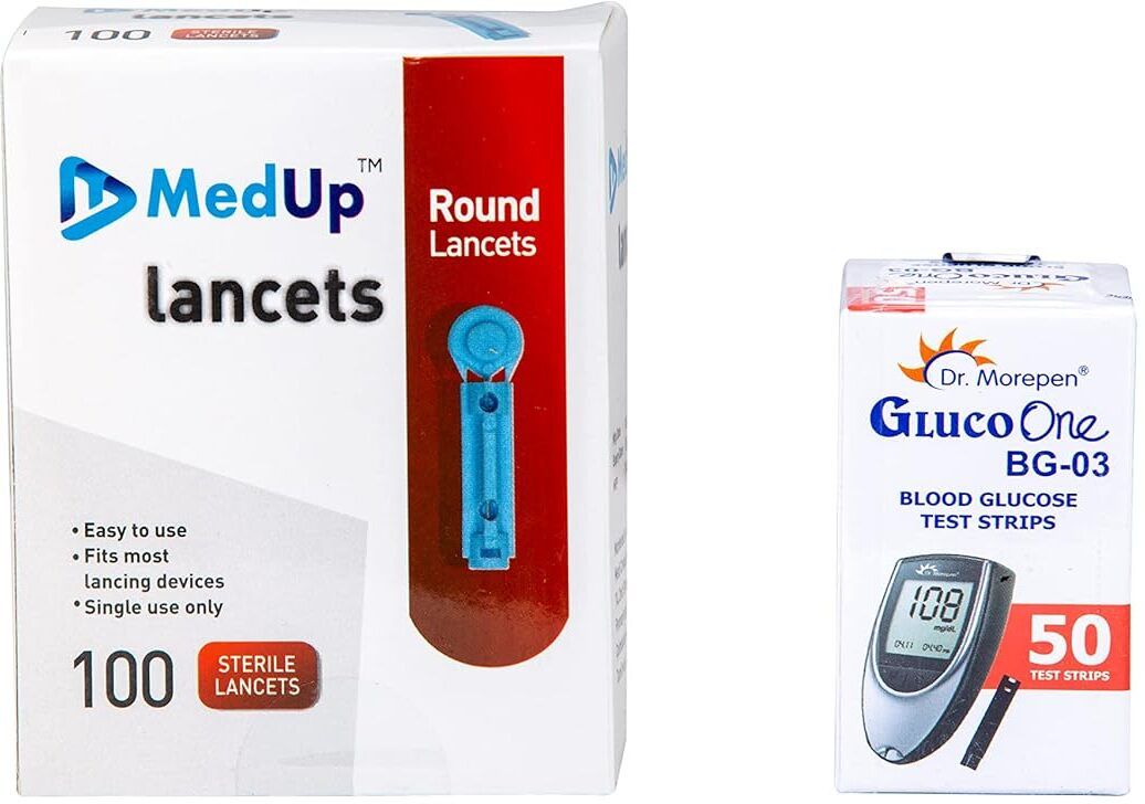 medup 100 lancet with dr morepen 50 strips Glucometer Lancets-picture-24
