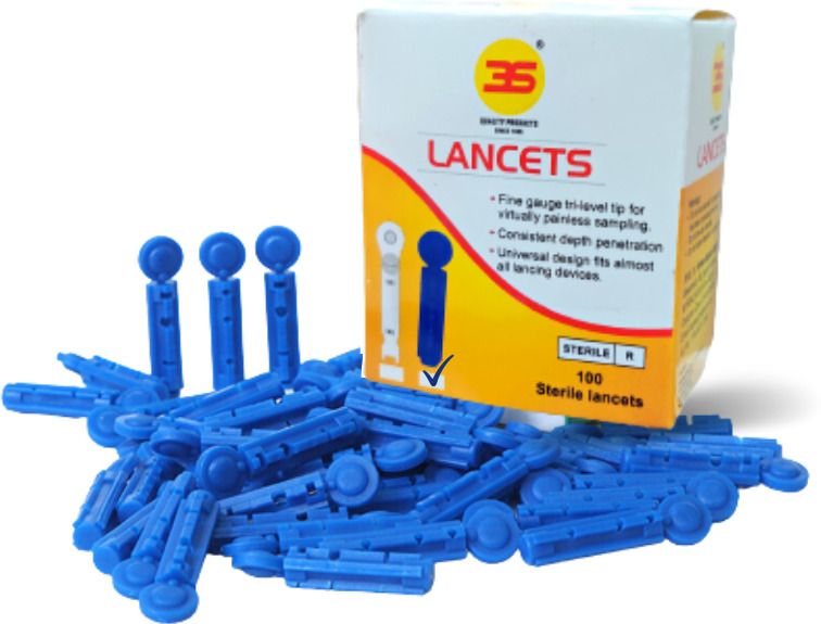 3S Painless Round Blood Lancets 100 Pieces, Test Strips With Vital Round Shape Glucometer Lancets