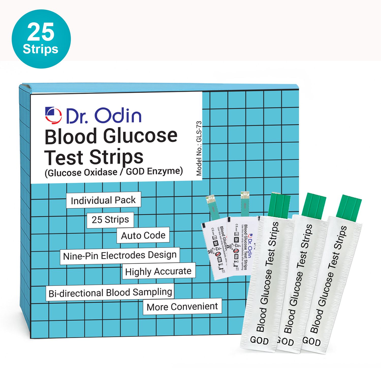 Dr. Odin GLS-73 Blood Glucose Test strip (GOD) 25 Glucometer Strips-picture-24