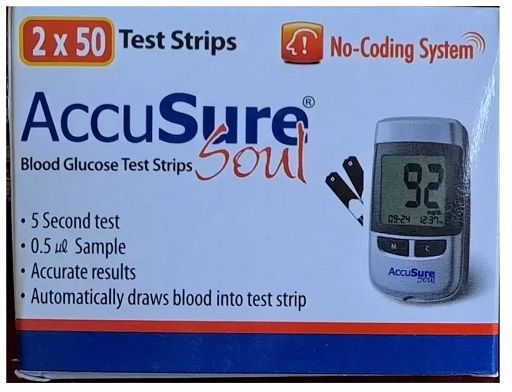 AccuSure Soul -No coding 100 Glucometer Strips-picture-30